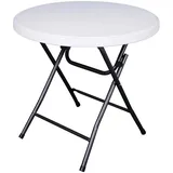 Gardenson Gartentisch, Schwarz, Weiß, Metall, Kunststoff, rund, Rundrohr, 76 cm, klappbar, Gartenmöbel, Gartentische, Klapptische Garten