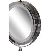 Beliani Kosmetikspiegel LED-Beleuchtung silber Vergrößerung Laon