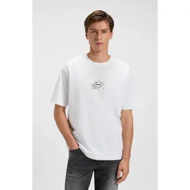 Boss T-Shirt BOSS ORANGE "Te voyage", Jungen, Gr. L, weiß (weiß100), Single Jersey, Obermaterial: 100% Baumwolle, unifarben, regular fit hüftlang, Rundhals, Shirts T-Shirt, mit coolem Logo-Druck