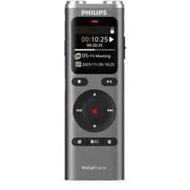 Philips DVT2075 VoiceTracer, Diktiergerät, Aufnahmegerät, MP3, Stereo, Li-on Akku. Sembly AI zur Spracherkennung für mehrere Sprecher, Automatische Erstellung von Zusammenfassungen