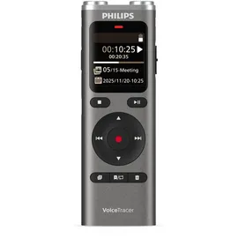 Philips DVT2075 VoiceTracer, Diktiergerät, Aufnahmegerät, MP3, Stereo, Li-on Akku. Sembly AI zur Spracherkennung für mehrere Sprecher, Automatische Erstellung von Zusammenfassungen