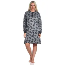 normann Nachthemd Damen Frottee Nachthemd langarm mit Bündchen - auch in Übergrößen grau 56/58