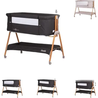 Chipolino Babybett Sweet Dreams Rollen, Beistellbett, Matratze, Anti-Reflux, Farbe:schwarz