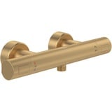 Villeroy & Boch Universal Taps & Fittings Duschthermostat, Duscharmatur mit Verbrühschutz und Sicherheitssperre bei 38°, Mischbatterie Dusche Aufputz, rund, Brushed Gold