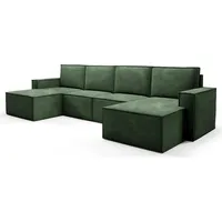 BETTSO klassisch Kord Eckesofa ORTO modular Grün - Grün