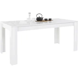 Esstisch INOSIGN "Prisma", weiß (weiß hochglanz lack, weiß mit siebdruck hochglanz lack), B:180cm, Tische, Esstisch Holz-Esstische Rechteckiger Esstisch, Breite 180 cm -228 cm