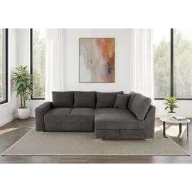 luma-home Eckcouch Cord 3-Sitzer Dunkelgrau