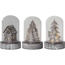 LED-Deko"Kupol", 3er Set, braun, Wald,Ren,Haus