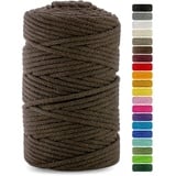 Netuno 1x Makramee Garn Dunkelbraun 3 mm 100 m Baumwollkordel mit Baumwollkern Bastel-Garn Naturbaumwolle Baumwollgarn Bastelschnur Baumwollfaden Makramee Schnur Garn Makramee Baumwollkordel