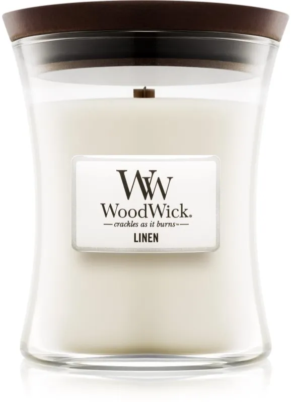 Woodwick Linen Duftkerze mit Holzdocht 275 g