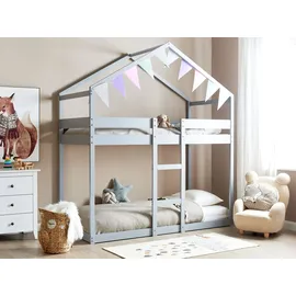 Beliani Hochbett Labatut 90 x 200 cm Kiefer grau