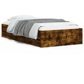 vidaXL Bettgestell, mit Schubladen Räuchereiche 90x200cm Holzwerkstoff