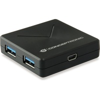 Conceptronic USB-Hub 4-Port 3.0 ->4x3.0 o.Netzteil sw