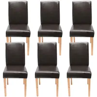 Mendler 6er-Set Esszimmerstuhl Stuhl Küchenstuhl Littau Leder, braun, helle