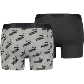 Puma Logo All-Over-Print Boxershorts dark grey melange/black M 2er Pack