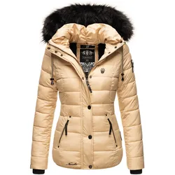 NAVAHOO Damen Modische Winterjacke Steppjacke mit Kunstpelz Kapuze Zuckerbiene