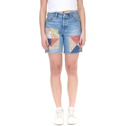 LEVI ́S 501 90s Patchwork Damen Jeans-Shorts mit großen Patches Denim kurze Hose A19620012 Blau - W25