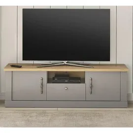 furn.design Tv-Lowboard, Grau, Eiche Artisan, Metall, Nachbildung,Eiche, Uni, Holz Optik, 1 Schubladen, Sockel, 155x48x44 cm, Wohnzimmer, Wohnwände, Lowboards, Lowboards stehend