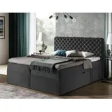 Polsterbett 180x200 CLARITA – Grau + GRATIS Topper - Grau