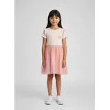 blue seven Jerseykleid BLUE SEVEN, Mädchen, Tüllkleid mit Regenbogen", Mädchen, Gr. 98, 4020, rosa, 100% Baumwolle, normal, Rundhals, Kleider Jerseykleid