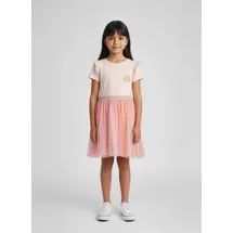 blue seven Jerseykleid BLUE SEVEN, Mädchen, Tüllkleid mit Regenbogen", Mädchen, Gr. 98, 4020, rosa, 100% Baumwolle, normal, Rundhals, Kleider Jerseykleid