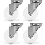 SOTECH 4 Stück Lenkrollen SWIFT Rollen-Ø 75 mm transparent, Transportrollen belastbar bis 140 kg (35 kg pro Möbelrolle), Höhe 96 mm