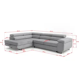 storez24 Eckcouch Textil 3-Sitzer Grau