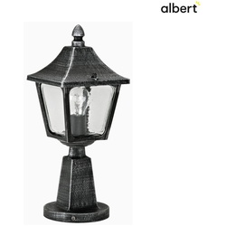 Albert Sockelleuchte Landhausstil eckig Typ Nr. 0540, Höhe 45cm, IP44, E27, Alu-Guss / Hohlglas klar, Schwarz ALB-600540