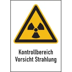 König Werbeanlagen Warnschild Strahlenschutz Kontrollbereich Vorsicht Strahlung (WS 111) - 148x210 mm Folie selbstklebend