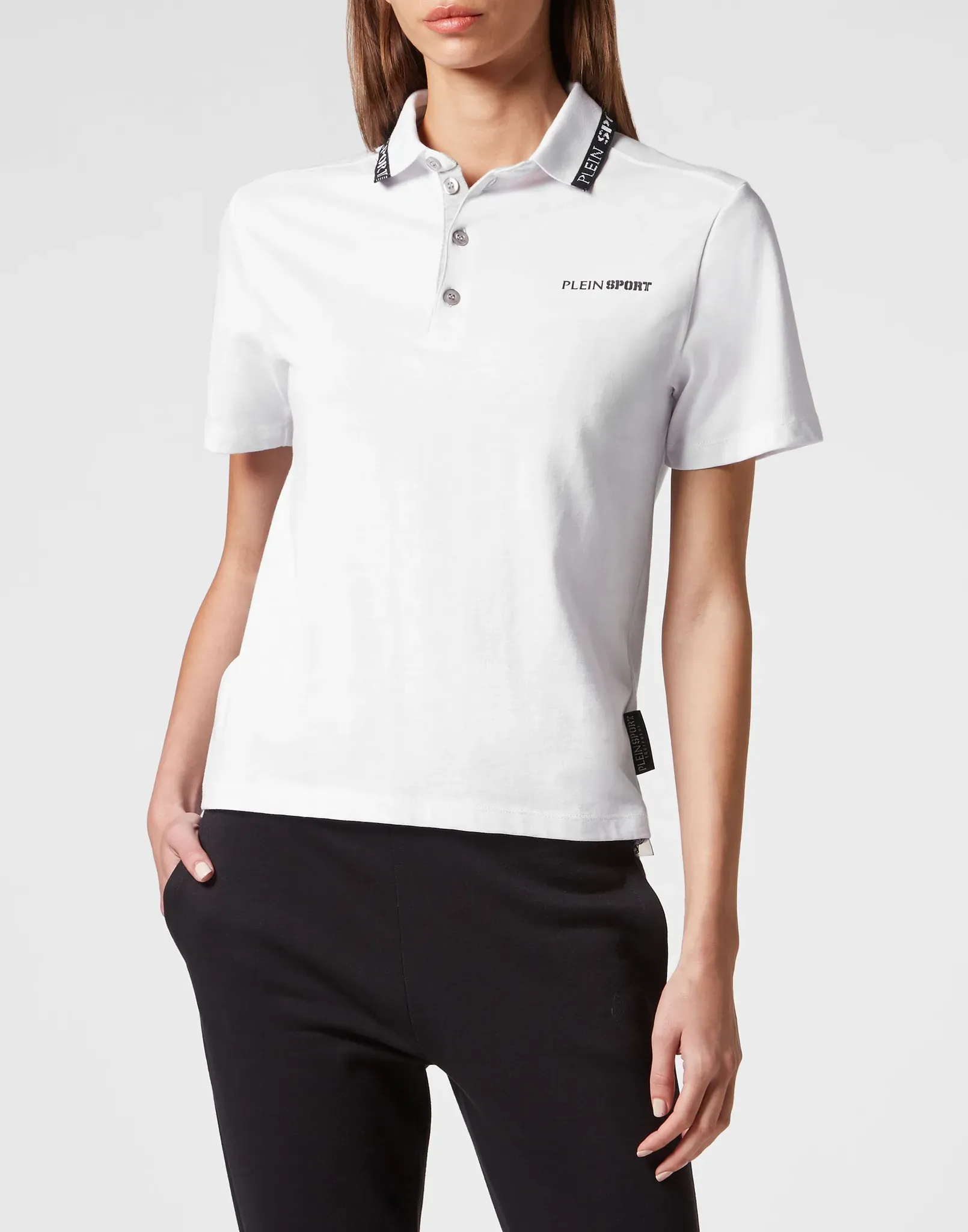 Poloshirt PLEIN SPORT "Poloshirt Poloshirt", Damen, Gr. XXL, 01, weiß, Obermaterial: 100% Baumwolle, Shirts