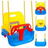 Kruzzel Babyschaukelsitz Kinderschaukel 3 in 1 Gartenschaukel (Spar-Set, 1-tlg), für mittlere und größere Kinder bis 30 kg blau|bunt