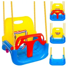 Kruzzel Babyschaukelsitz Kinderschaukel 3 in 1 Gartenschaukel (Spar-Set, 1-tlg), für mittlere und größere Kinder bis 30 kg blau|bunt