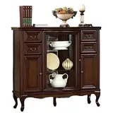 Xlmoebel Kommode Traditionelles Wohnzimmer-Ensemble in Braun mit Glasvitrine, (4tlg Wohnzimmer Set (Vitrine + TV-Lowboard + Eckvitrine + Kommode), Hergestellt in Europa braun