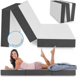Bestschlaf Premium Visco Klappmatratze, extra hoch 15 cm, Gästematratze klappbar, Faltmatratze, Faltbare Matratze, Bandscheibenwürfel, Reisematratze
