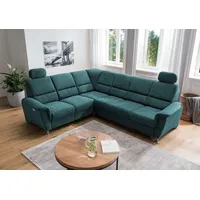 Ecksofa Parole von Benformato: Schlaffunktion und Relaxfunktion - Ausrichtung: Vorstehend links, Farbe: Ocean - Aqua