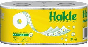 Hakle® Kamille, Toilettenpapier, Natürliche Pflege mit angenehmem Kamilleduft und Aloe-Vera-Extrakten, 1 Packung = 2 Rollen zu je 150 Blatt