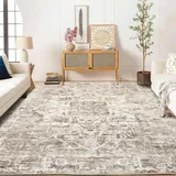 PONY DANCE Vintage Teppich Wohnzimmer 160x230 cm Kurzflor Teppich Braun Küchen Teppich Waschbar in Waschmaschine Leichter und Faltbarer Teppich Antirutsch Carpet