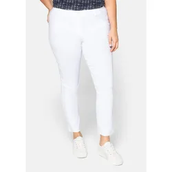 Stretch-Hose SHEEGO "Große Größen", Damen, Gr. 21, Kurzgrößen, weiß, Obermaterial: 70% Viskose, 25% Polyamid, 5% Elasthan, unifarben, sportlich, lang, Hosen, knitterarm und pflegeleicht