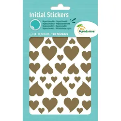 Maildor 10x Initial, 4 Stickerbogen 10,5x16cm, Herzen, Gold/Silber - Sortierung AE232C