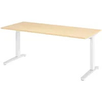 Bümö Schreibtisch Ahorn, Weiß, Nachbildung,Ahorn, Rechteckig, 180x74x80 cm, FSC