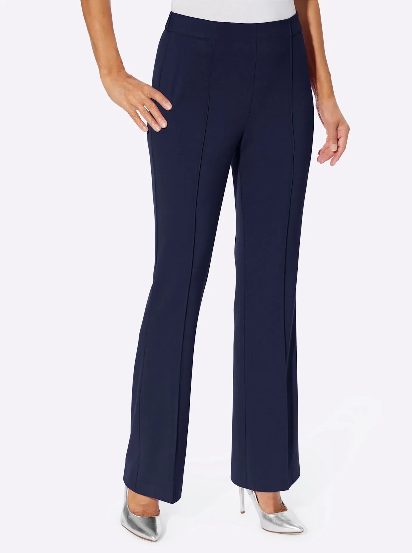 Webhose LADY, Damen, Gr. 36, Normalgrößen, blau (marine), 63% Polyester, 34% Viskose, 3% Elasthan, unifarben, lang, Hosen