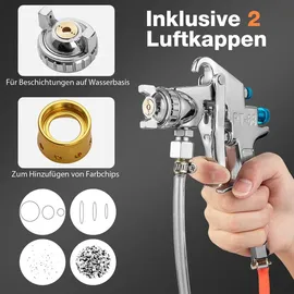 Costway Farbsprühsystem, 15 L Farbtank, Druckfarbtopf mit Sprühpistole & anpassbarem Sprühbereich, Farbfluss & Luftvolumen, Farbsprühgerät mit...