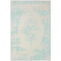 benuta Basic Teppich Sia - Creme/türkis 300x400 cm - Kunstfaser - Rechteckig & im Style: Vintage, Boho-style, Retro - Pflegeleicht für Wohnzimmer Schlafzimmer