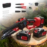Akku Kettensäge, 6 Zoll & 8 Zoll Mini Kettensäge Elektro mit 8000mAh Akku, 1200W Brushless Handkettensäge mit Auto-Öler, Kompatibel mit Makita Akku, Für Garten Baumschnitt Schere und Holz schneiden