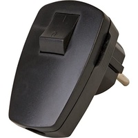 Kopp Schutzkontakt-Stecker mit Schalter, 1 Stück, schwarz,