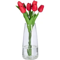 Relaxdays Vase, Glasvase für Blumen, Tischvase aus Glas, hohe