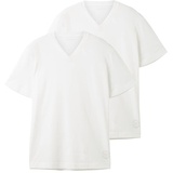 TOM TAILOR T-Shirt mit V-Ausschnitt aus Baumwolle, 20000-White, L