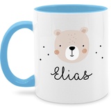 Tasse Tassen 325ml - Süßer Heller Bär Bärenmotiv Bären Bear - 325 ml - Hellblau - name bären-tasse teddy bärchen personalisierte geschenke kind und