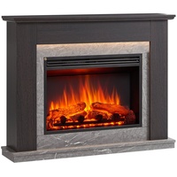 Balderia Ajax Elektrokamin - Elektrischer Standkamin mit Heizung 1000/2000 W, realistischer 3D-Flammeneffekt, LED-Beleuchtung, Fernbedienung programmierbar, Timer, Thermostat, Dunkelbraun