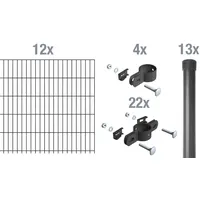 GAH Alberts Alberts Einstab-Gittermatten-Set Garden Typ 8/6/4 anthrazit 2000 x 1000 mm Zaunlänge: 24 m